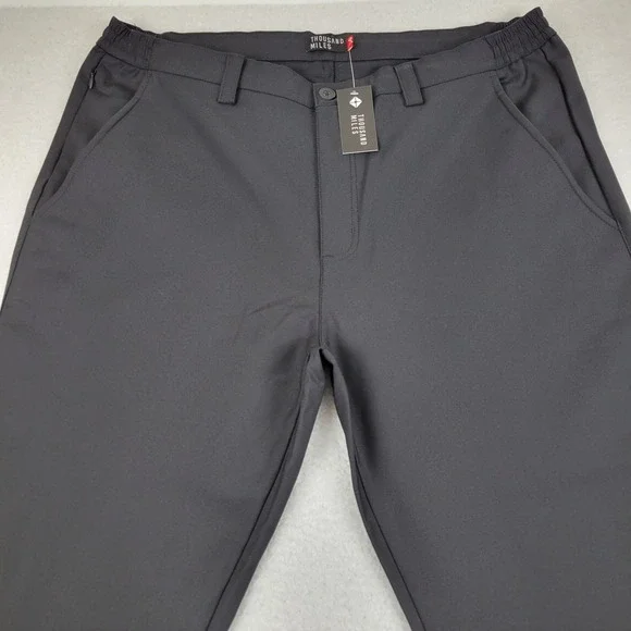 Thousand Miles Pants Mens 2XL Black Stretch Travel Chino Performance Comfort - Picture 2 of 14